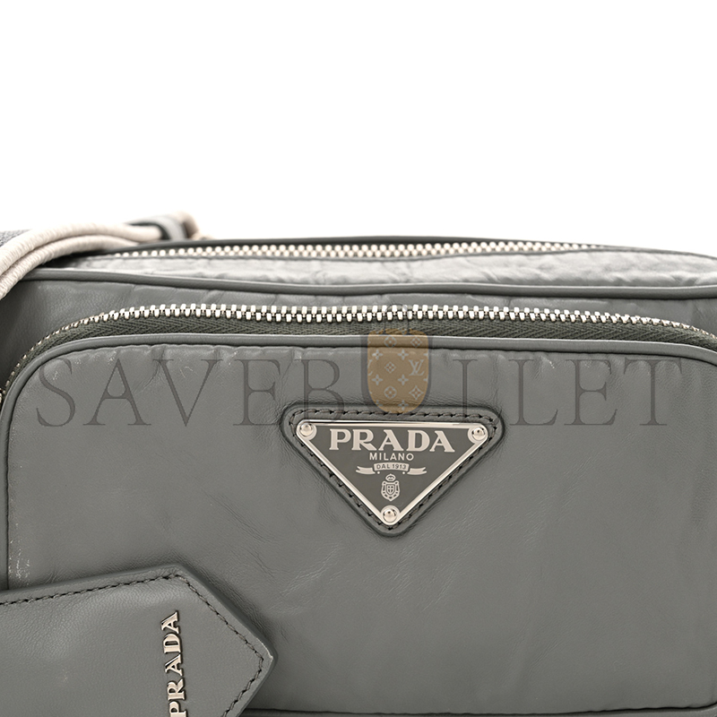 Pra*a nappa antique shoulder bag multi pocket grey 1bh198 (22*10.5*7cm)